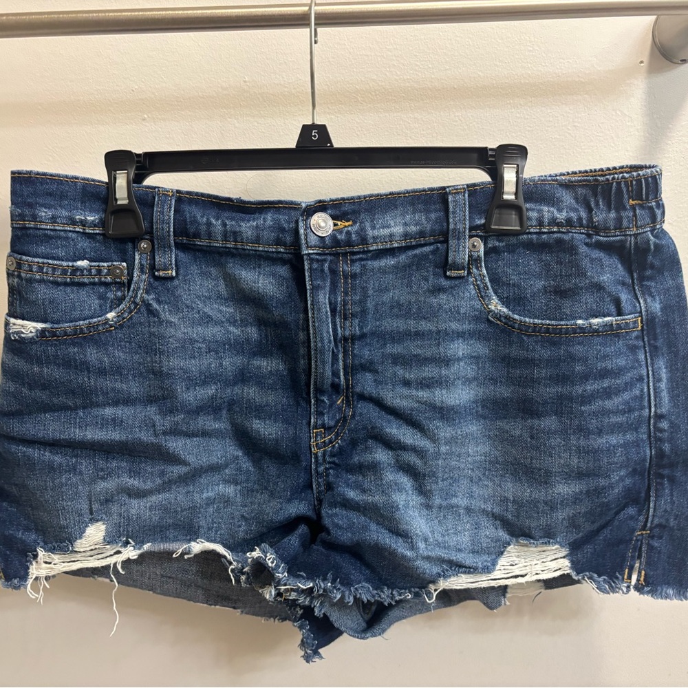 Aerie Daydream Distressed Blue Denim Shorts Size L